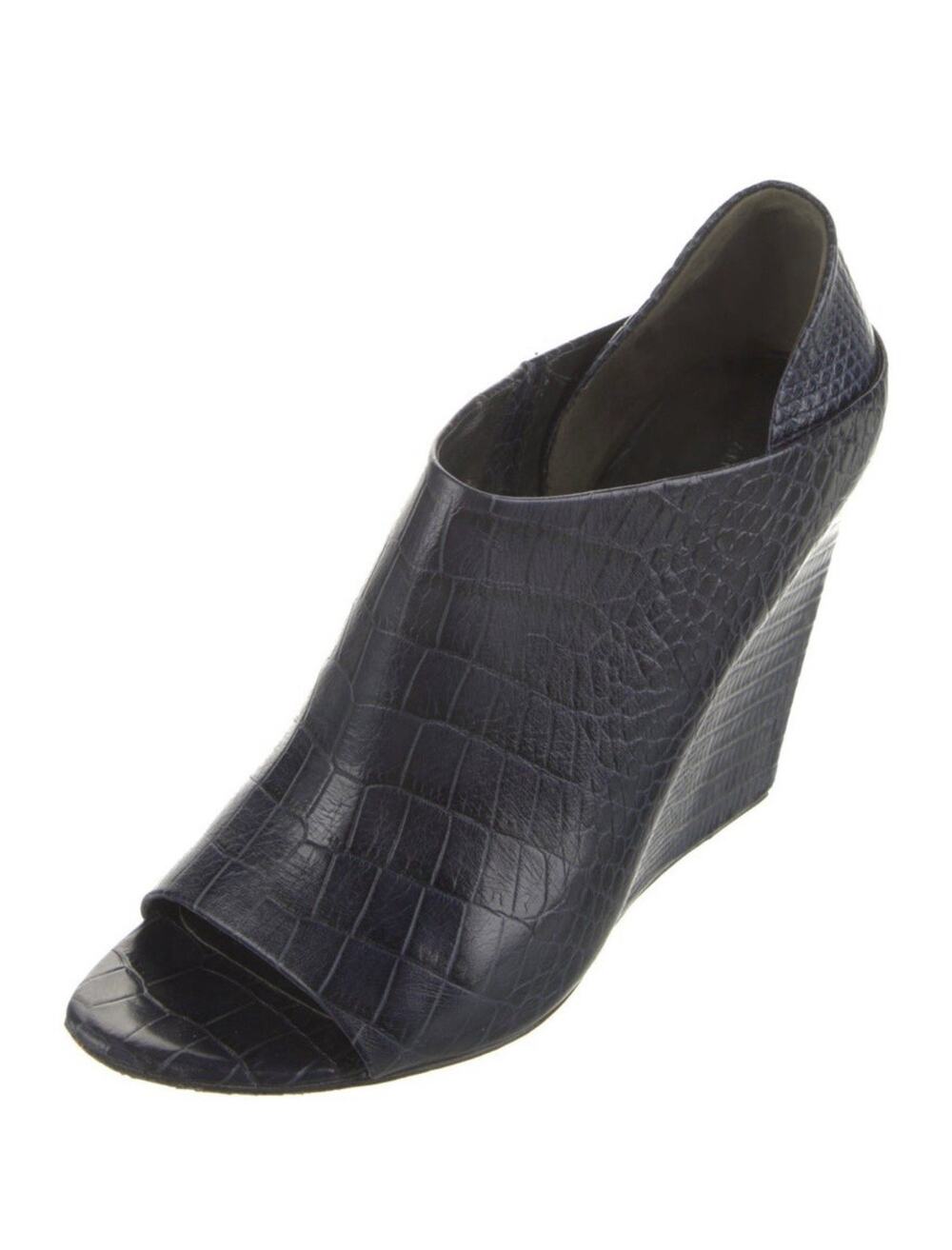 Alexander Wang Blue Leather Alla Wedge Booties EU 39
